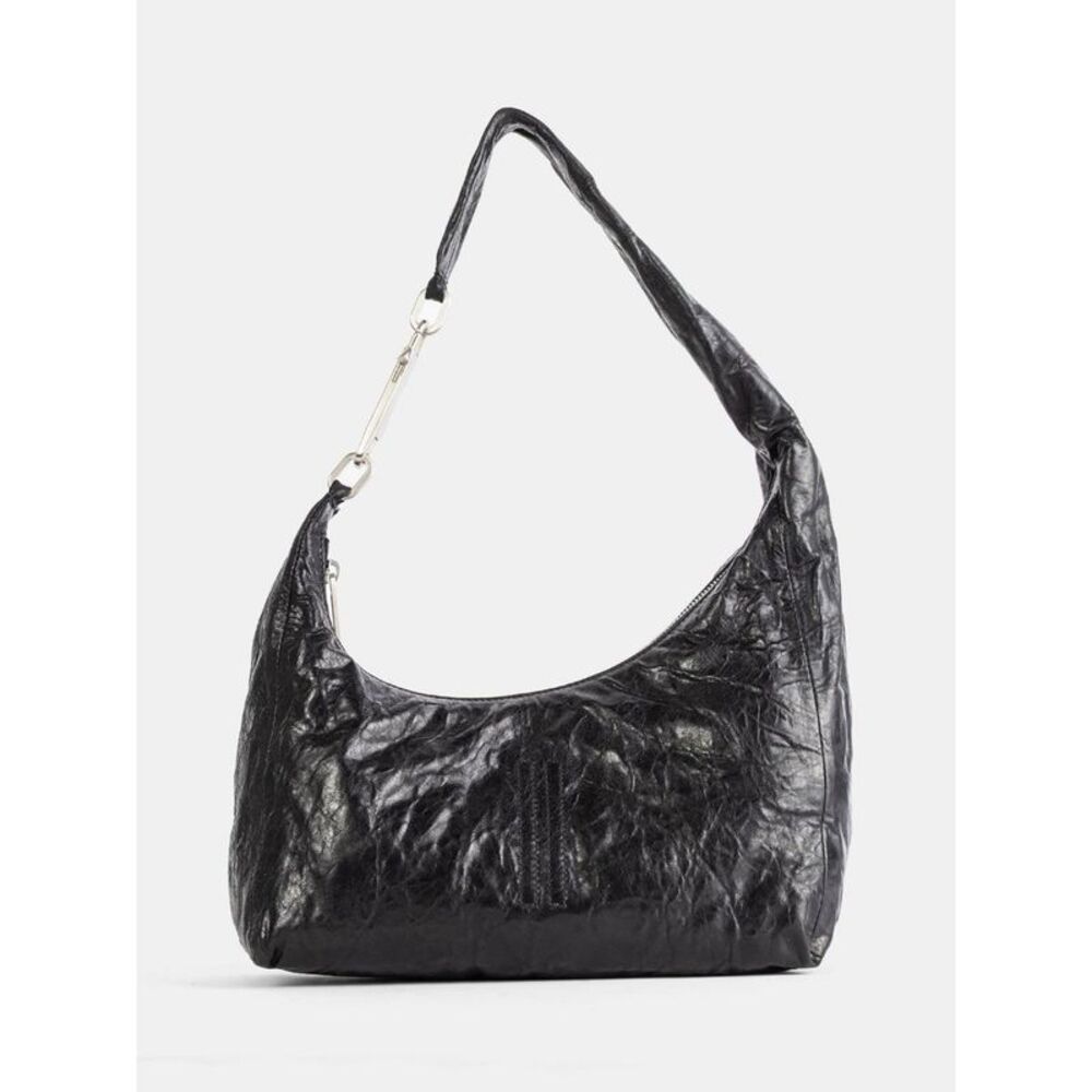 Rick Owens Gemini Crinkled-Effect Leather Shoulder Bag With Asymmetrical Design